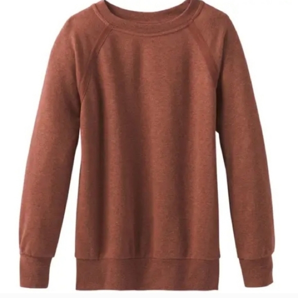 prAna Hemp Blend Oversized Pullover Crewneck Sweatshirt Sweater Chai Heather - Picture 1 of 4